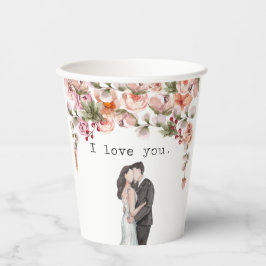 Elegante Hochzeit Aquarellblumen Pappbecher