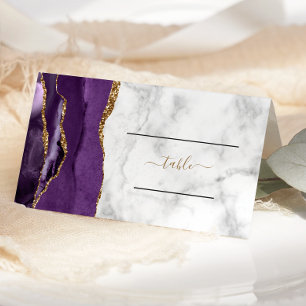 Elegante Hochzeit aus lila Gold Achat Marmor Platzkarte