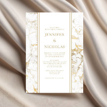 Elegante Hochzeit aus weißem und goldenem Marmor