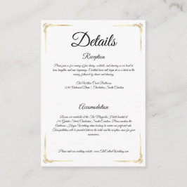 Elegante Hochzeit-Beilagekarte mit goldenen Detail Begleitkarte