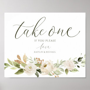 Elegante Hochzeit Bitte nehmen Sie ein Schild Weiß