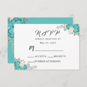 Elegante Hochzeit Blautönen Weiße Blume RSVP Karte