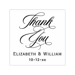 Elegante Hochzeit Braut Bräutigam Datum Danke #2 Permastempel