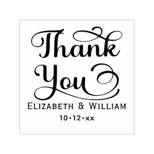 Elegante Hochzeit Braut Bräutigam Datum Danke #3 Permastempel