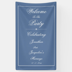 Elegante Hochzeit Custom Chic Dusty Blue Willkomme Banner