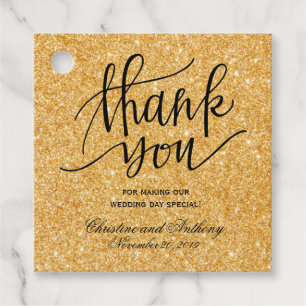 Elegante Hochzeit Danke Gold Glitzer Lights Geschenkanhänger