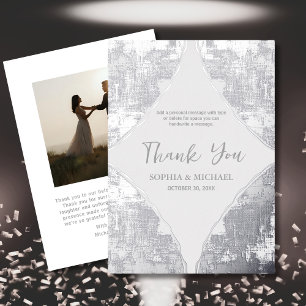 Elegante Hochzeit Dankeschön Card Foto Silver Foil Folien Feiertagskarte