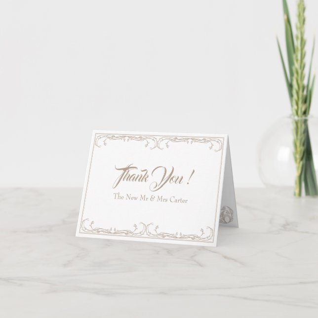 Elegante Hochzeit Dankeschön Card - Sand Rose Dankeskarte (Vorderseite)