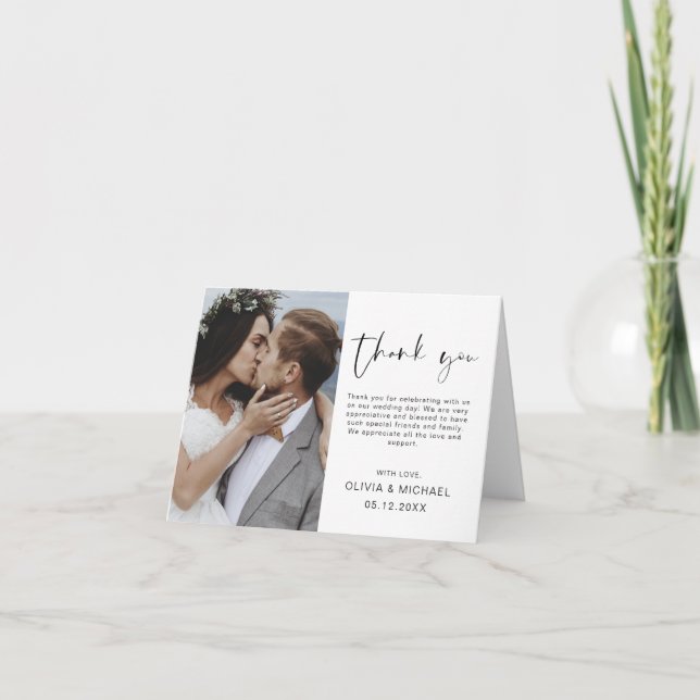Elegante Hochzeit Dankeschön Foto Einladung (Vorderseite)