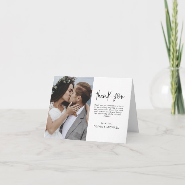 Elegante Hochzeit Dankeschön Foto Einladung (Vorderseite)