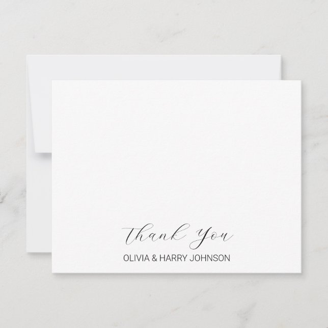 Elegante Hochzeit Dankeschön White Flat Note Card Mitteilungskarte (Vorderseite)