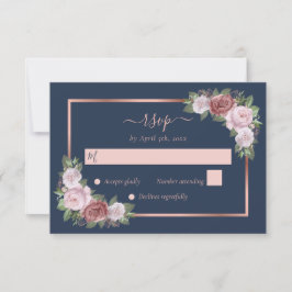 Elegante Hochzeit der Blütenblume Rose Gold Floral RSVP Karte