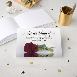 Elegante Hochzeit der Burgunder Rose Gästebuch