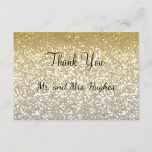 Elegante Hochzeit der Gold- und Dankeskarte