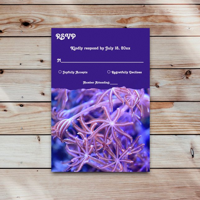 Elegante Hochzeit der Korallenriffe an der Seeküst RSVP Karte (Von Creator hochgeladen)