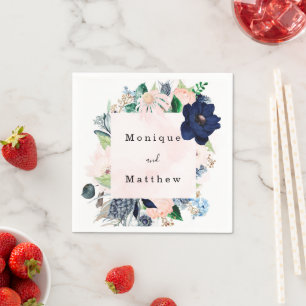 Elegante Hochzeit der Marine und Blush Pink Floral Serviette