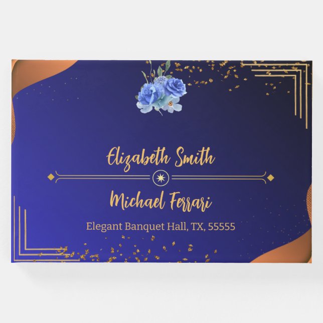 Elegante Hochzeit der Marine und Burnt Orange Gästebuch (Vorderseite)