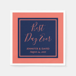 Elegante Hochzeit der modernen Marine in Blau und  Serviette