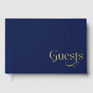 Elegante Hochzeit der modernen Marine und Gold Gästebuch