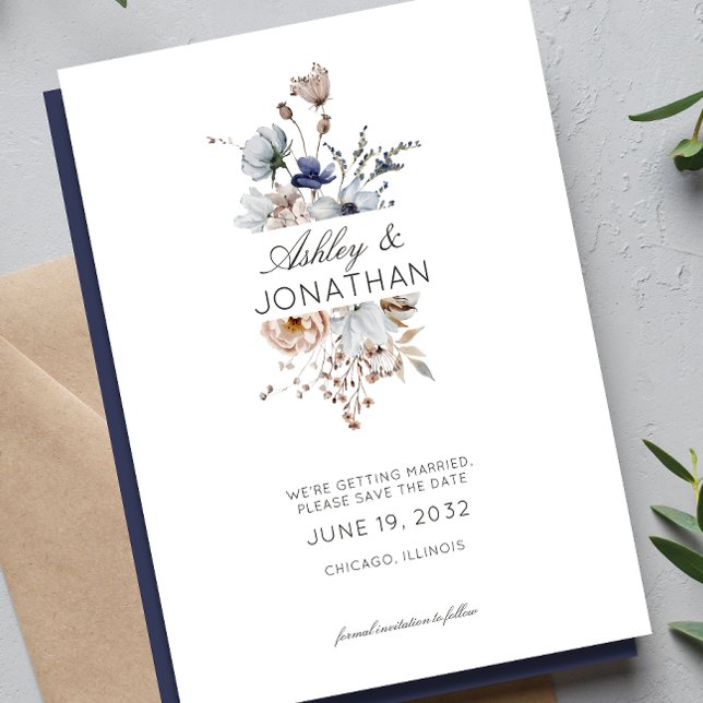 Elegante Hochzeit der modernen Wildblume Save The Date (Von Creator hochgeladen)