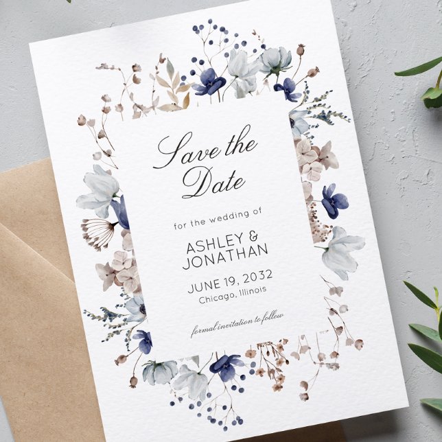 Elegante Hochzeit der modernen Wildblume Save The Date (Von Creator hochgeladen)