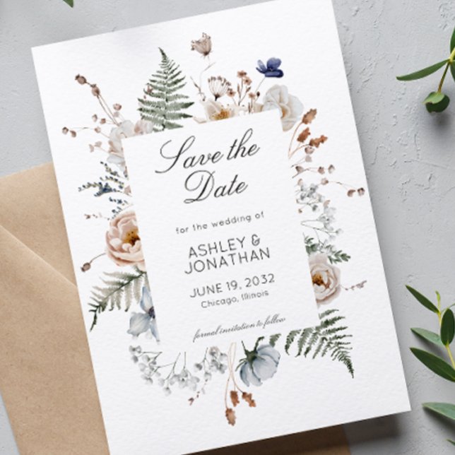 Elegante Hochzeit der modernen Wildblume Save The Date (Von Creator hochgeladen)
