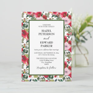 Elegante Hochzeit der Roten Rose Einladung