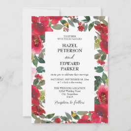 Elegante Hochzeit der Roten Rose Einladung