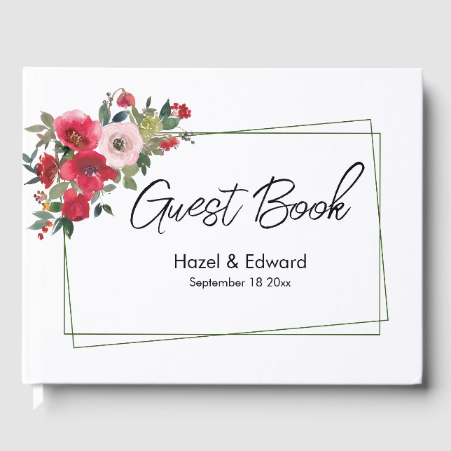 Elegante Hochzeit der Roten Rose Gästebuch (Vorderseite)