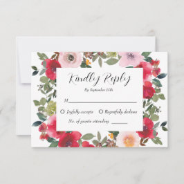 Elegante Hochzeit der Roten Rose RSVP Karte