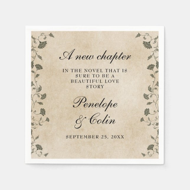 Elegante Hochzeit der Vintagen Blumenkirche Serviette (Vorderseite)