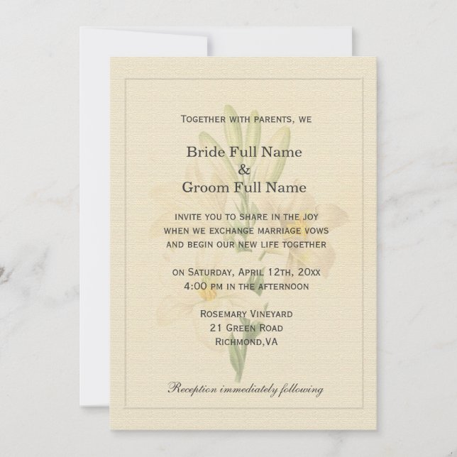 Elegante Hochzeit der Vintagen Botanischen Kunstli Einladung (Vorderseite)