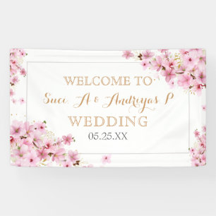 Elegante Hochzeit der Wasserfarben Cherry Blossom Banner