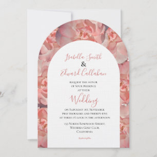 Elegante Hochzeit der Wasserfarben Coral Pink Rose Einladung
