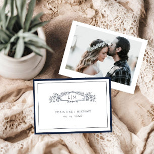 Elegante Hochzeit des botanischen Wappen Save The Date