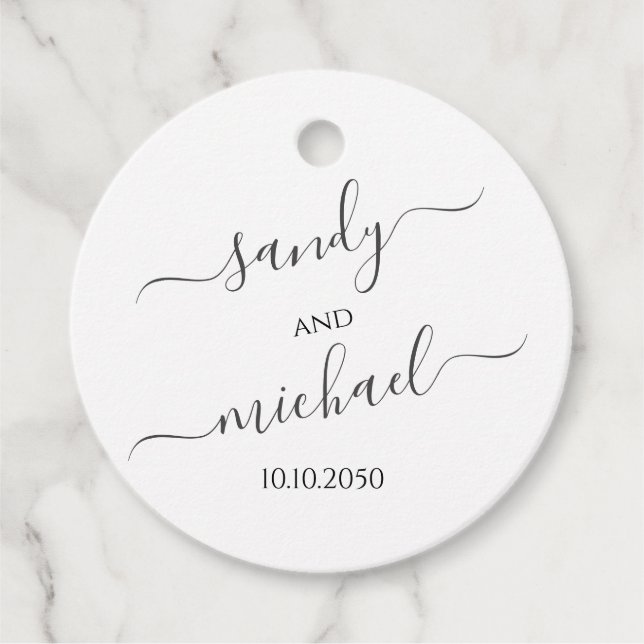 Elegante Hochzeit einfach schwarz und weiß Geschenkanhänger (Vorderseite)