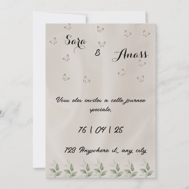 Elegante Hochzeit Einladung (Vorderseite)