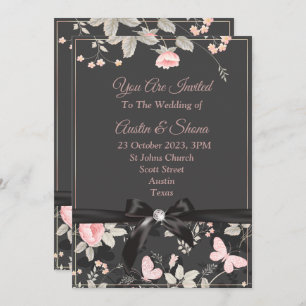 Elegante Hochzeit Einladung, Rosa, Bogen, Marmor Einladung