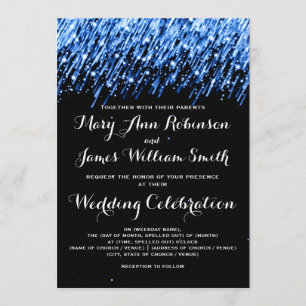 Elegante Hochzeit - Fallende Sterne Saphirblau Einladung