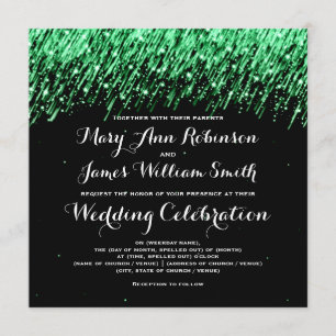 Elegante Hochzeit Falling Stars "Smaragdgrün" Einladung
