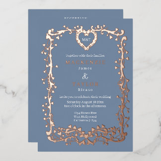 Elegante Hochzeit Französischer Rahmen Herz QR-Cod Folieneinladung