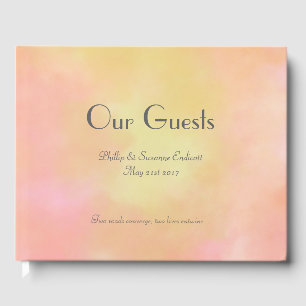Elegante Hochzeit Frischvermählte Gelb Rosa Wasser Gästebuch