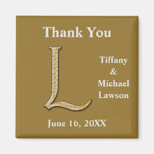 Elegante Hochzeit Gold Silber Buchstabe L Monogram Magnet