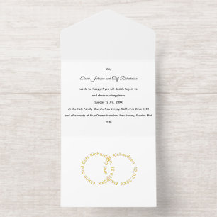 Elegante Hochzeit, goldene geschriebene Namen,  All-in-One-Einladung