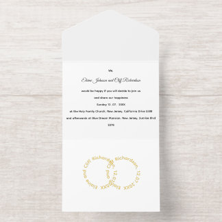 Elegante Hochzeit, goldene geschriebene Namen,  All-in-One-Einladung