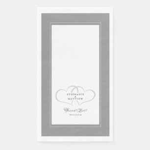 Elegante Hochzeit Graue und weiße Herzen für immer Serviette