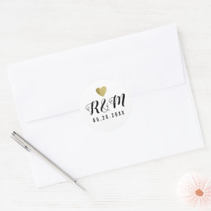 Elegante Hochzeit handgeschriebenes Monogramm schw Runder Aufkleber