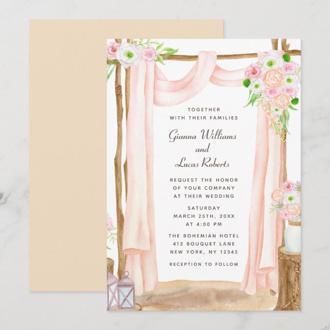 Elegante Hochzeit im Freien Einladung (Vorne/Hinten)