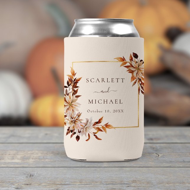 Elegante Hochzeit im Herbst Dosenkühler (Elegant Fall Floral Wedding Can Cooler by Painted Paperie
)