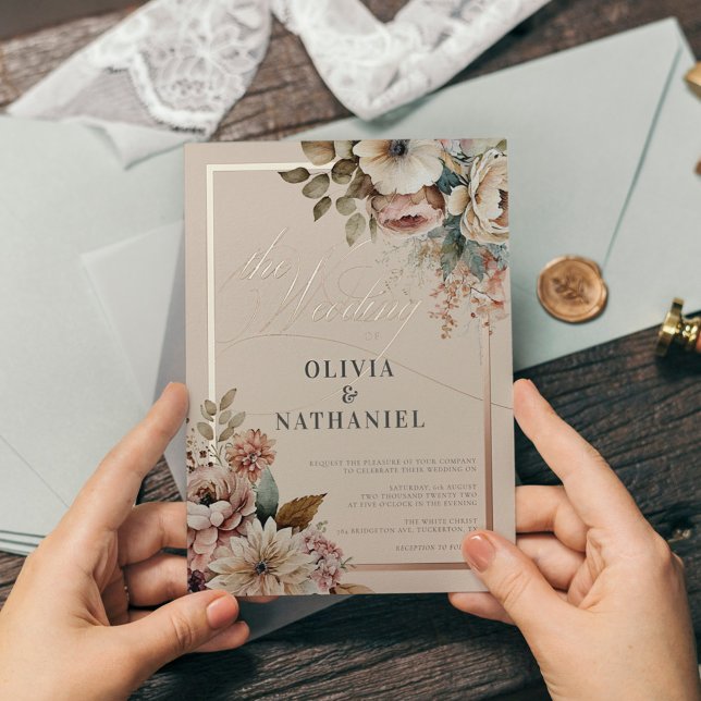 Elegante Hochzeit im Herbst Folieneinladung (Von Creator hochgeladen)